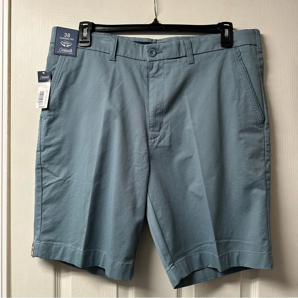Casual Roundtree & Yorke Men's Classic Fit Shorts Vintage Blue Inseam 9